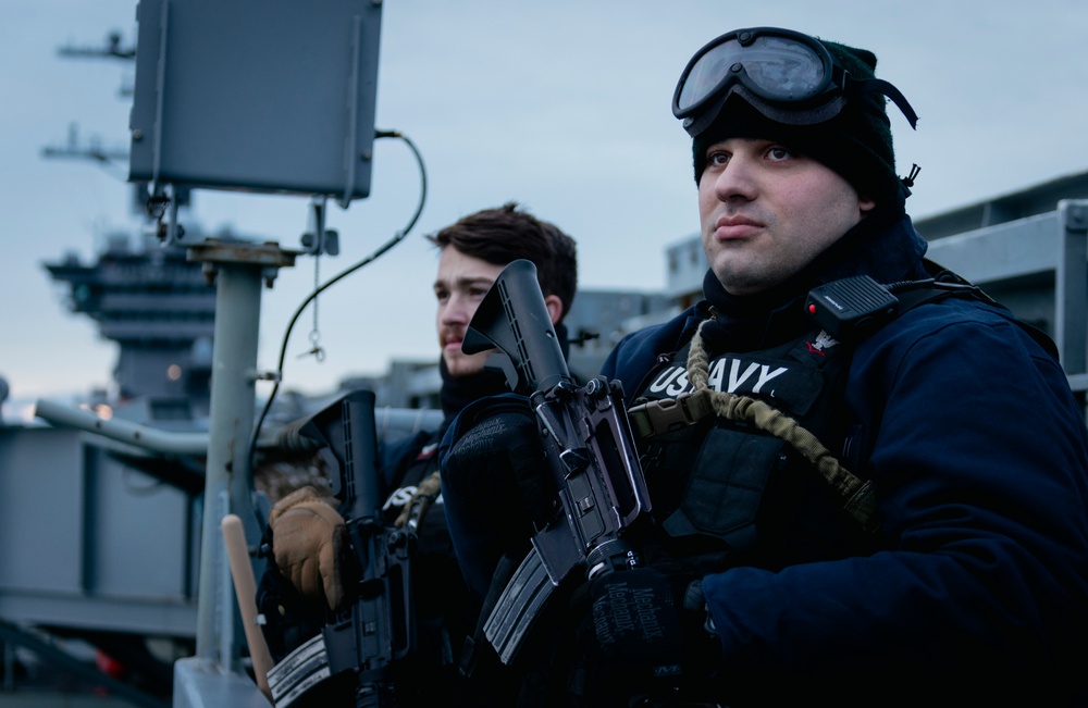 George Washington Sailors Stand Watch in the Straits of Magellan