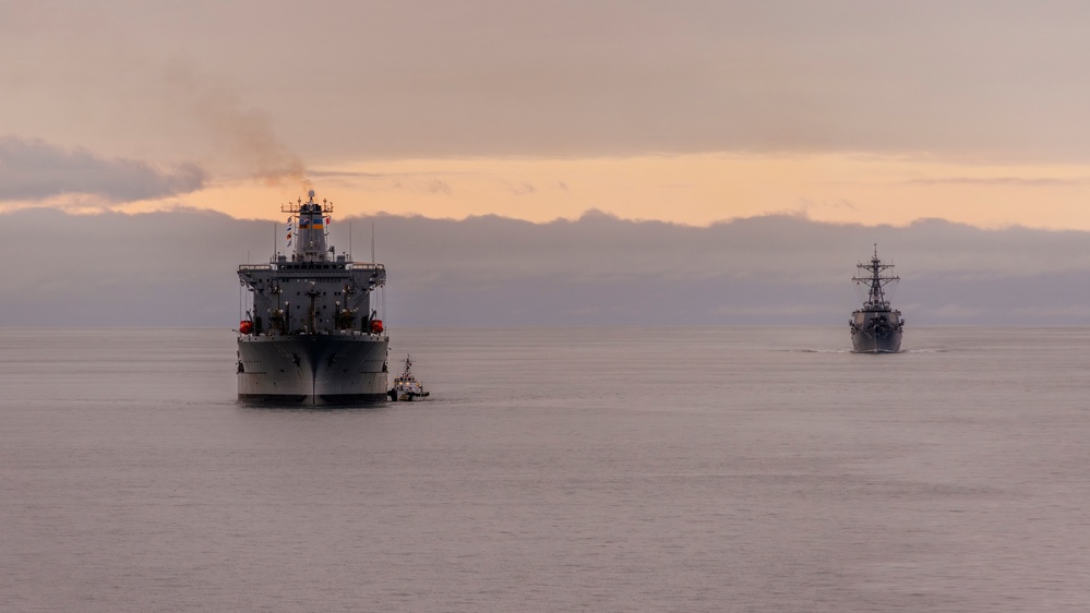 USS Porter and USNS John Lenthall enter the Straits of Magellan