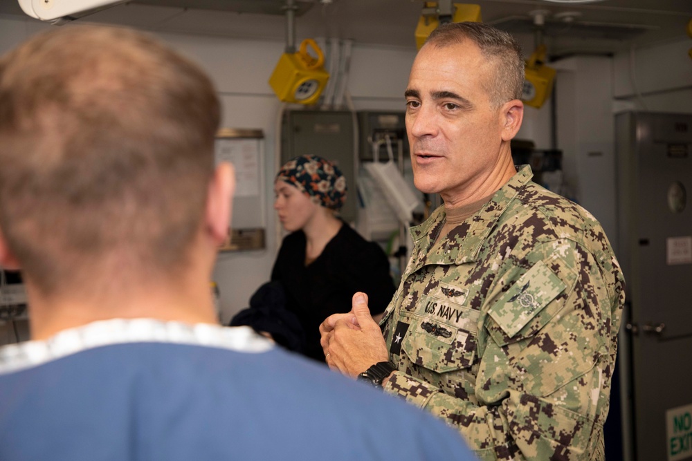 Sailors and staff with U.S. Fleet Forces, Naval Medical Forces Atlantic, Naval Air Force Atlantic and Naval Medical Forces Pacific conduct Quality Medical Assist Visit aboard USS Harry S. Truman (CVN 75)