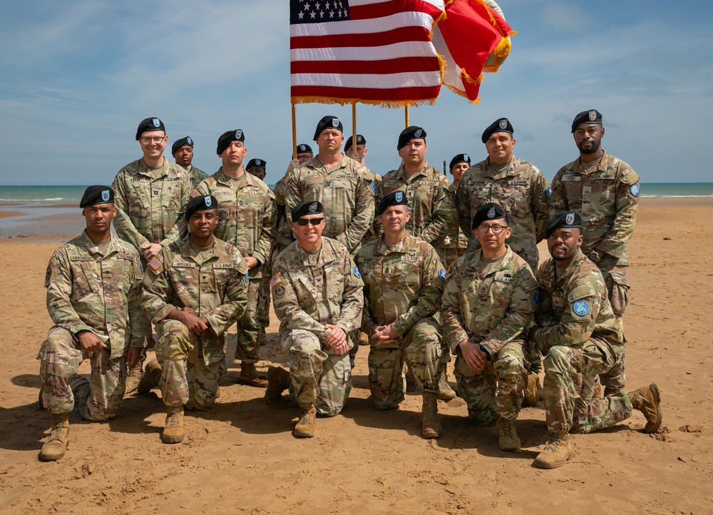 Signal Soldier promotes on Omaha Beach