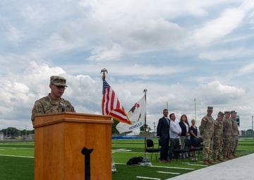 Company A, 1st Battalion, 178th Infantry Regiment mobilizes for deployment in Peoria, Illinois, June 4, 2024.