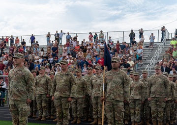 Company A, 1st Battalion, 178th Infantry Regiment mobilizes for deployment in Peoria, Illinois, June 4, 2024.