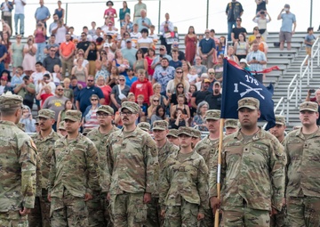 Company A, 1st Battalion, 178th Infantry Regiment mobilizes for deployment in Peoria, Illinois, June 4, 2024.
