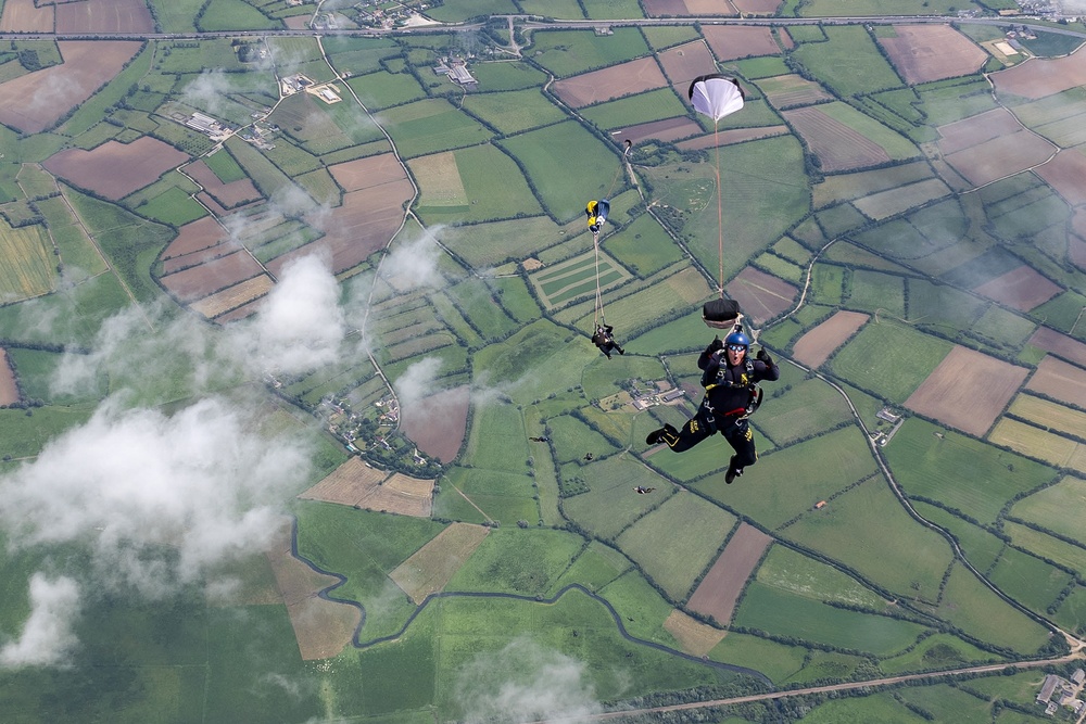 Special Operations and veterans perform military freefall jump during D-Day 80