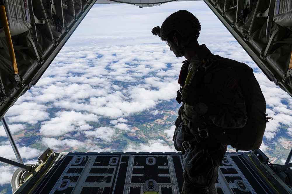 Special Operations and veterans perform military freefall jump during D-Day 80