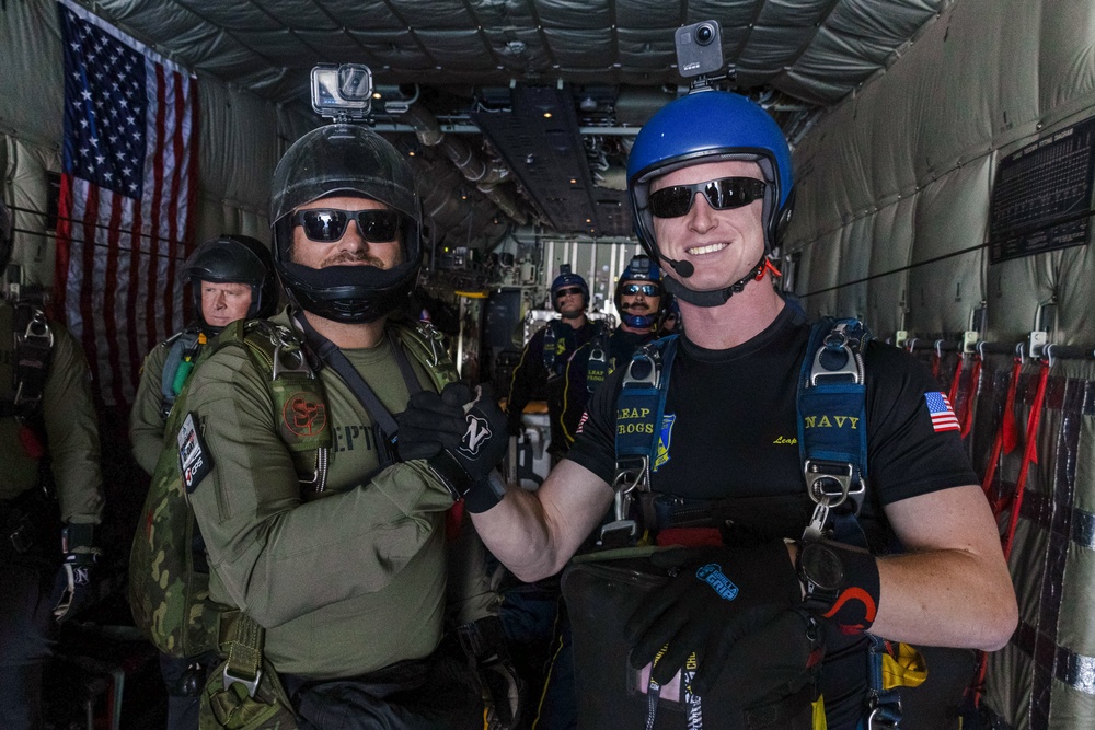 Special Operations and veterans perform military freefall jump during D-Day 80