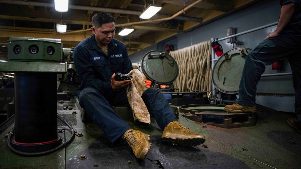 240604 – Sailors and Marines Conduct Routine Maintenance Aboard USS Harpers Ferry