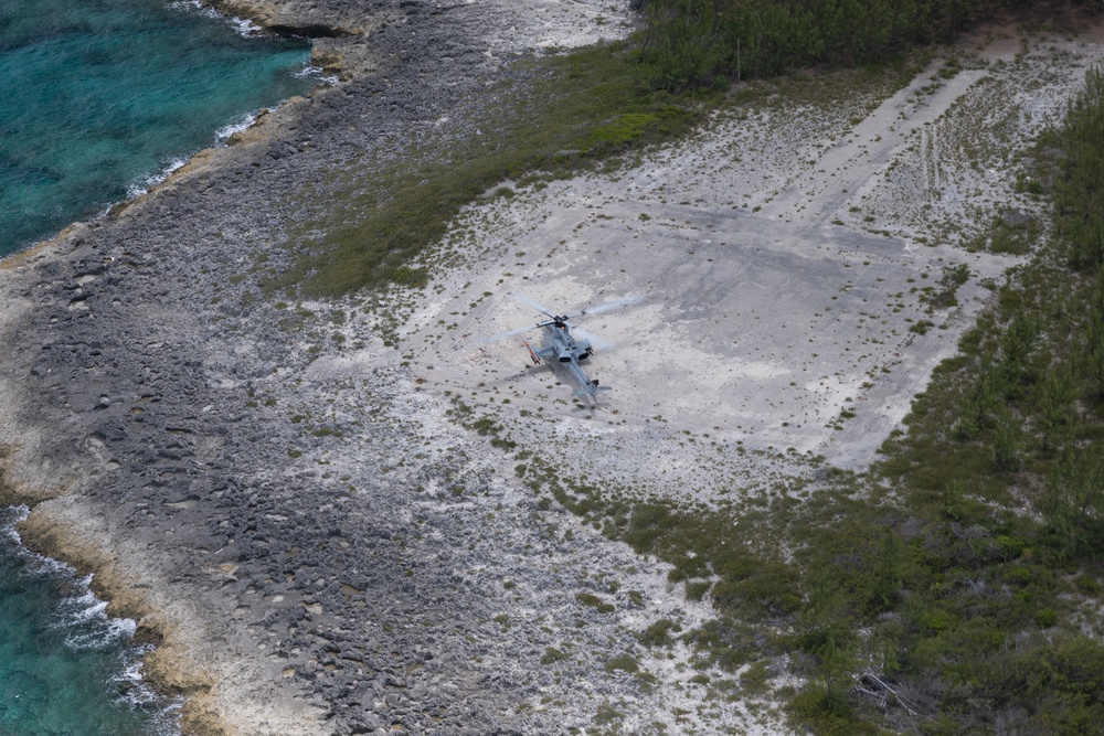 U.S. Marines with HMLA-167 perform a terrain-familiarization flight during Distributed Aviation Operations Exercise 24