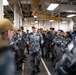 RAN sailors from Fleet Support Unit North, Fleet Logistic Support Element and Port Services during a tour of the tender