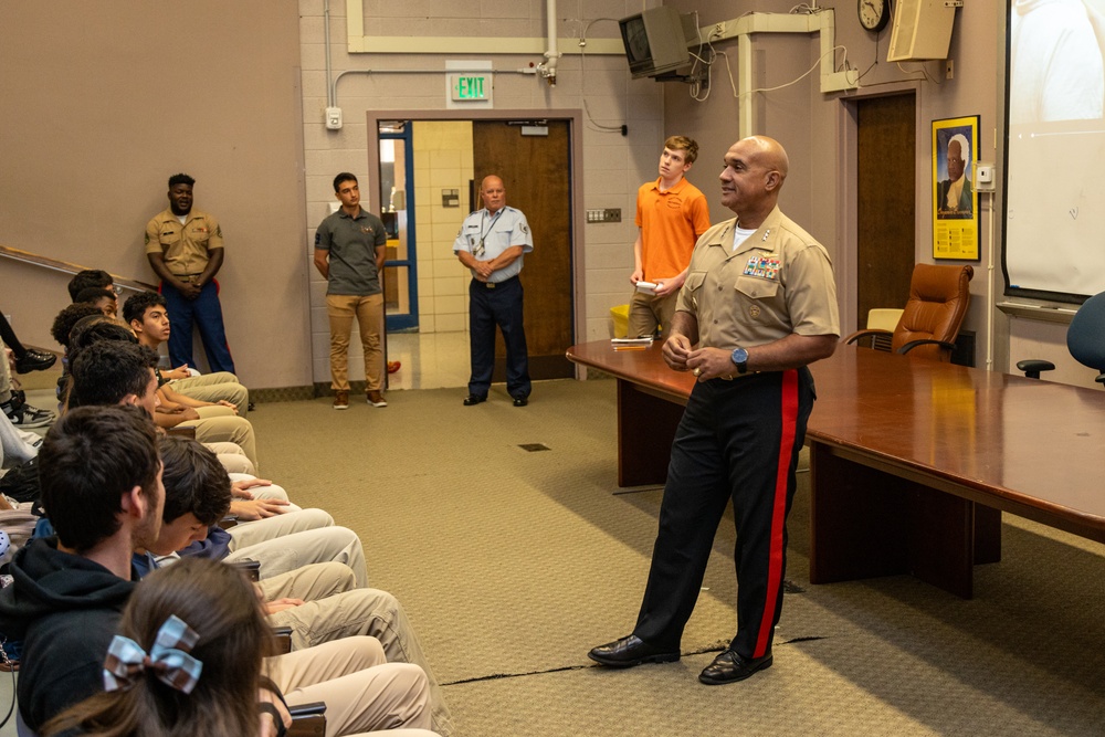 Lieutenant General Brian Cavanaugh visits Baltimore Polytechnic Institute