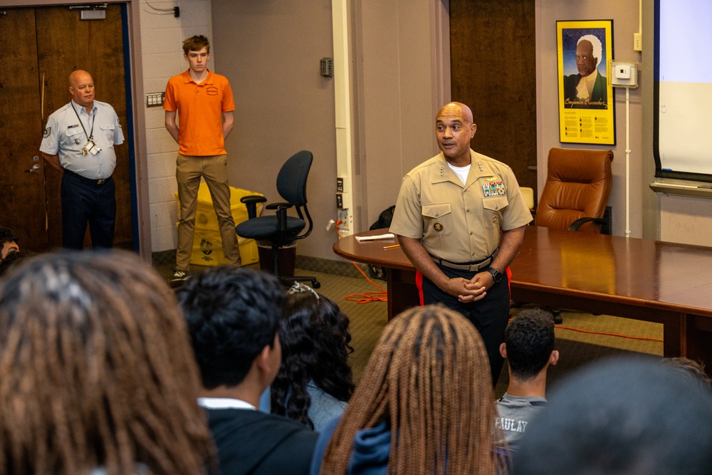 Lieutenant General Brian Cavanaugh visits Baltimore Polytechnic Institute