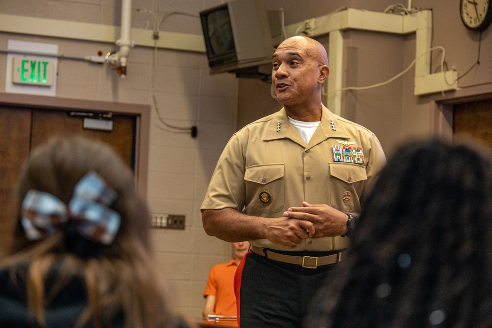 Lieutenant General Brian Cavanaugh visits Baltimore Polytechnic Institute