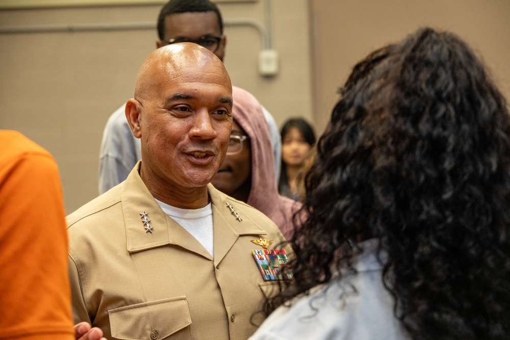 Lieutenant General Brian Cavanaugh visits Baltimore Polytechnic Institute