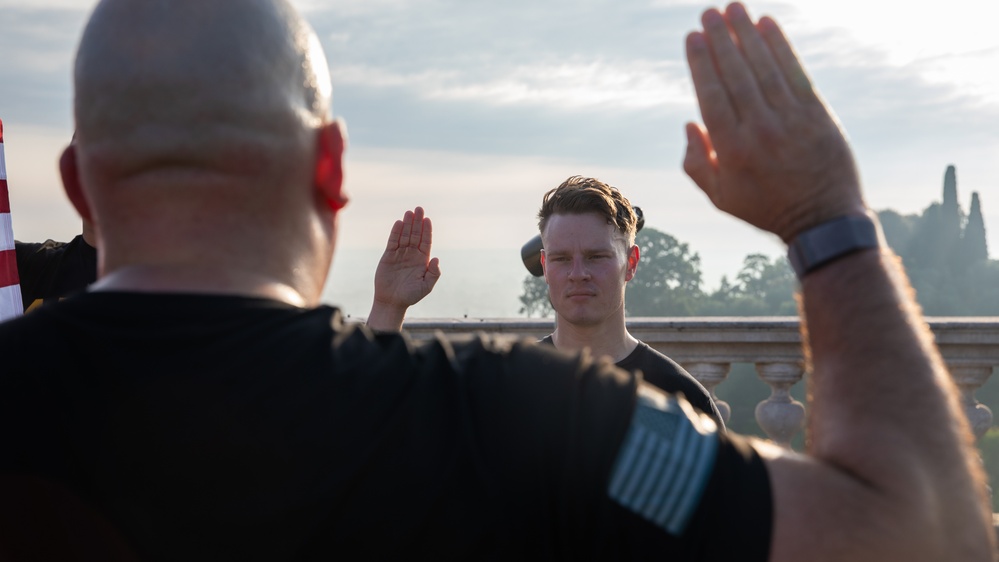 Sgt. Anthony Hopper reenlists in the U.S. Army