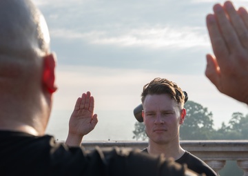 Sgt. Anthony Hopper reenlists in the U.S. Army