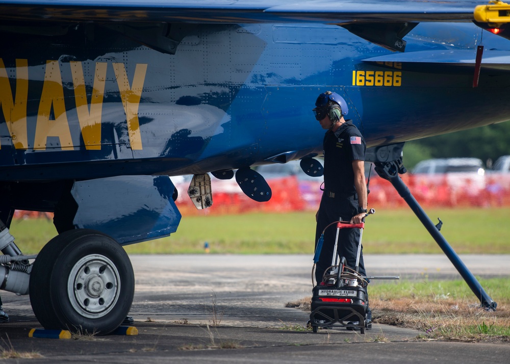 The Navy Flight Demonstration Squadron, the Blue Angels, perform in Vidalia, GA. during the 2024 show season