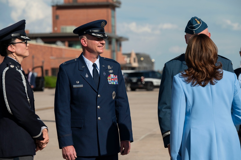 Vice President Kamala Harris arrives for 2024 USAFA graduation