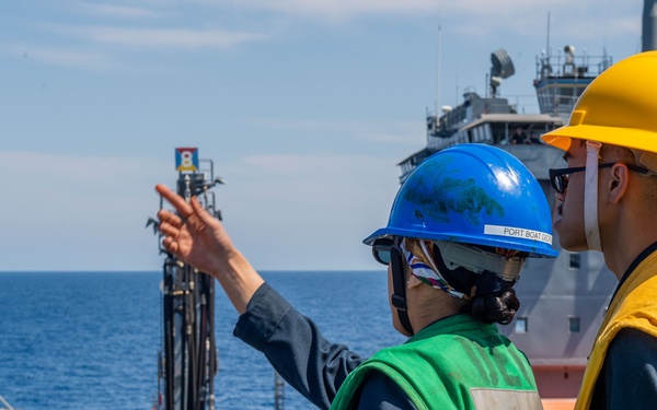 USS Ronald Reagan (CVN 76) conducts a fueling-at-sea and replenishment-at-sea with USNS Rappahannock (T-AO 204)