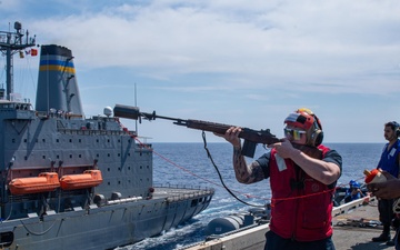 USS Ronald Reagan (CVN 76) conducts a fueling-at-sea and replenishment-at-sea with USNS Rappahannock (T-AO 204)