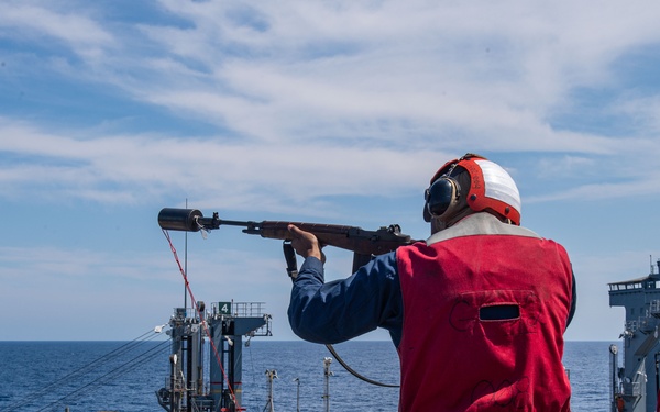USS Ronald Reagan (CVN 76) conducts a fueling-at-sea and replenishment-at-sea with USNS Rappahannock (T-AO 204)