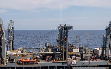 USS Ronald Reagan (CVN 76) conducts a fueling-at-sea and replenishment-at-sea with USNS Rappahannock (T-AO 204)