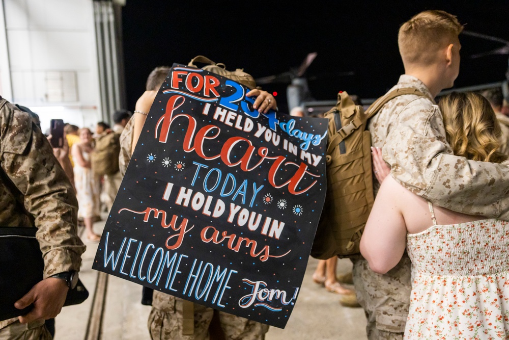 Marine Medium Tiltrotor Squadron (VMM) 261 returns home from deployment