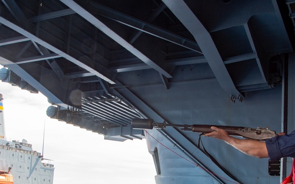 USS Ronald Reagan (CVN 76) conducts a fueling-at-sea and replenishment-at-sea with USNS Rappahannock (T-AO 204)