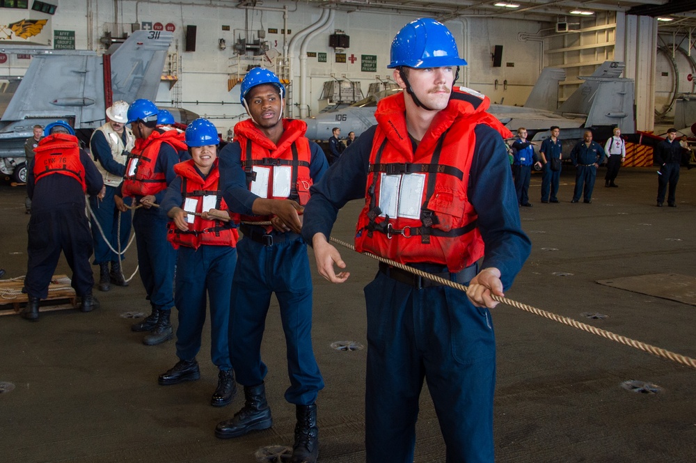 USS Ronald Reagan (CVN 76) conducts a fueling-at-sea and replenishment-at-sea with USNS Rappahannock (T-AO 204)