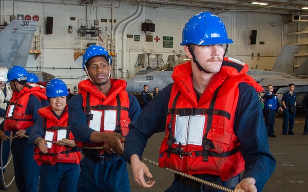 USS Ronald Reagan (CVN 76) conducts a fueling-at-sea and replenishment-at-sea with USNS Rappahannock (T-AO 204)