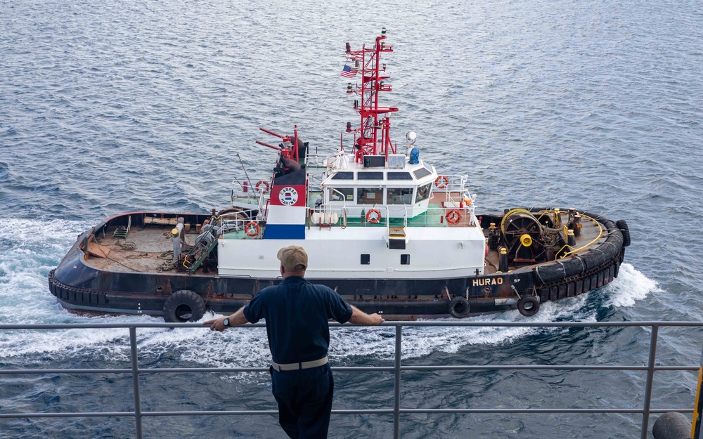 The Emory S. Land departs Apra Harbor, Guam
