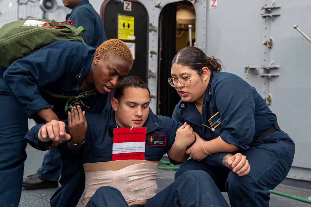 Mass Casualty Drill Aboard USS Tripoli