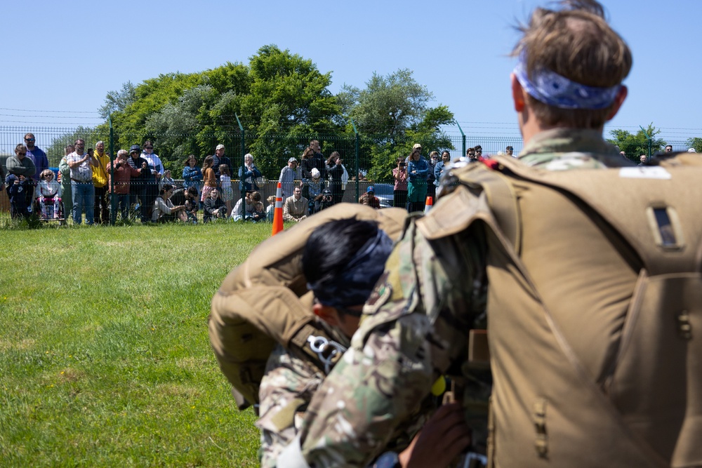 U.S. Air Force Special Tactics Airmen perform a freefall jump in honor of the 80th anniversary of D-Day