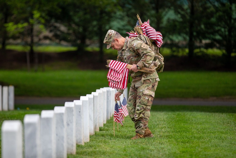 SMA Weimer Places Flags In Arlington National Cemetery