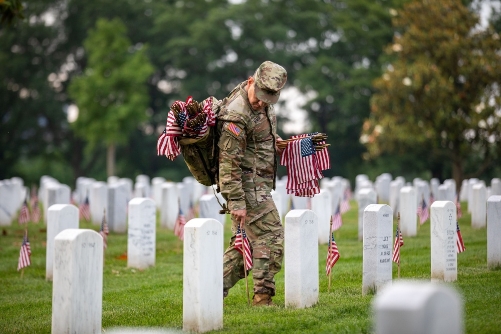 SMA Weimer Places Flags In Arlington National Cemetery