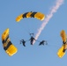 Soldiers from Army Golden Knights jump onto Utah Beach in Normandy, France for D-Day commemoration ceremonies