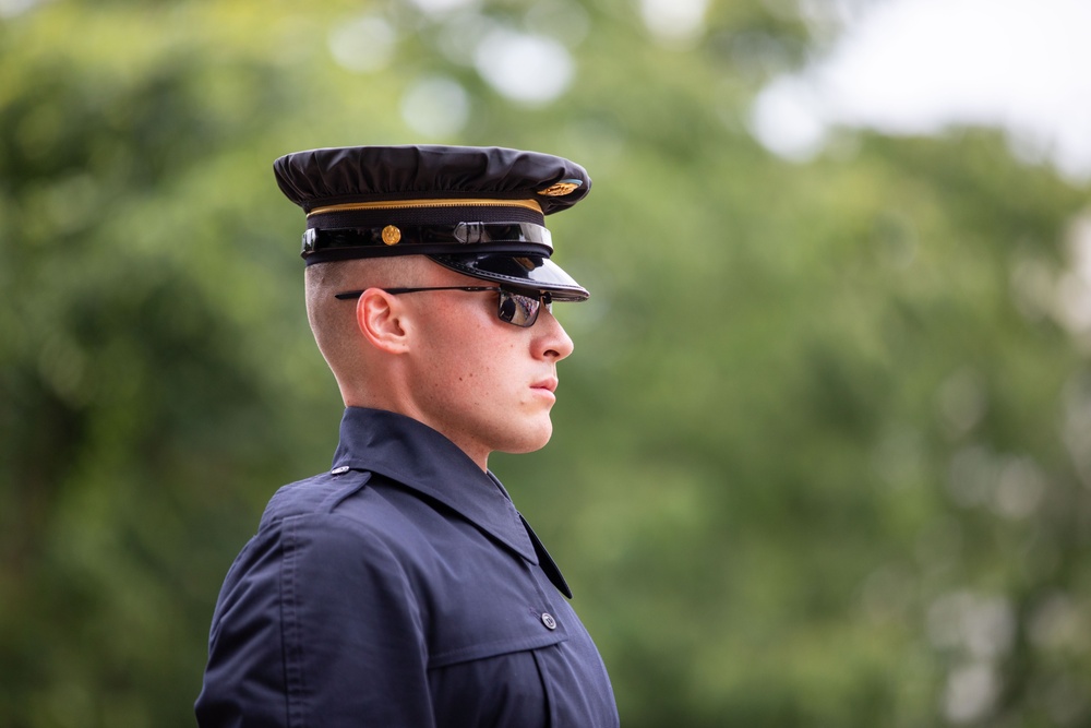Tomb Sentinel Places Flags at the Tomb of the Unknown Soldier