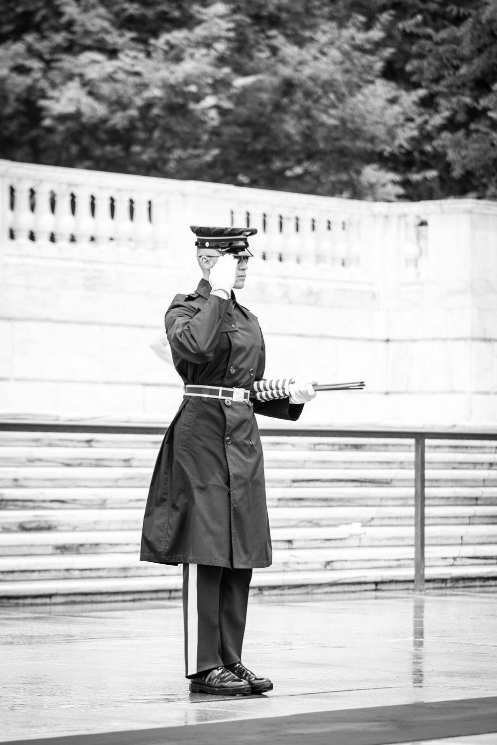 Tomb Sentinel Places Flags at the Tomb of the Unknown Soldier