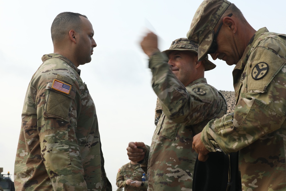 U.S. Army National Guard Captain Haney steps into his next rank and grade