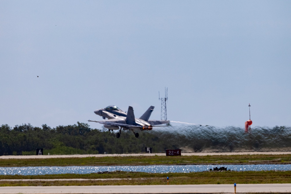 U.S. Marines with VMFA-312 fly F/A-18 Hornets