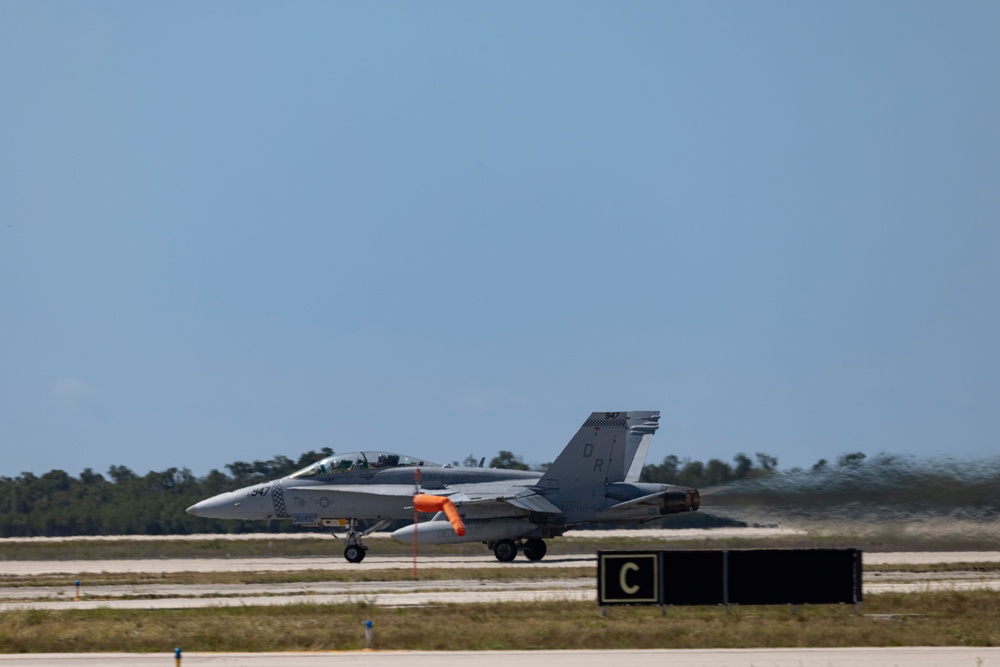 U.S. Marines with VMFA-312 fly F/A-18 Hornets