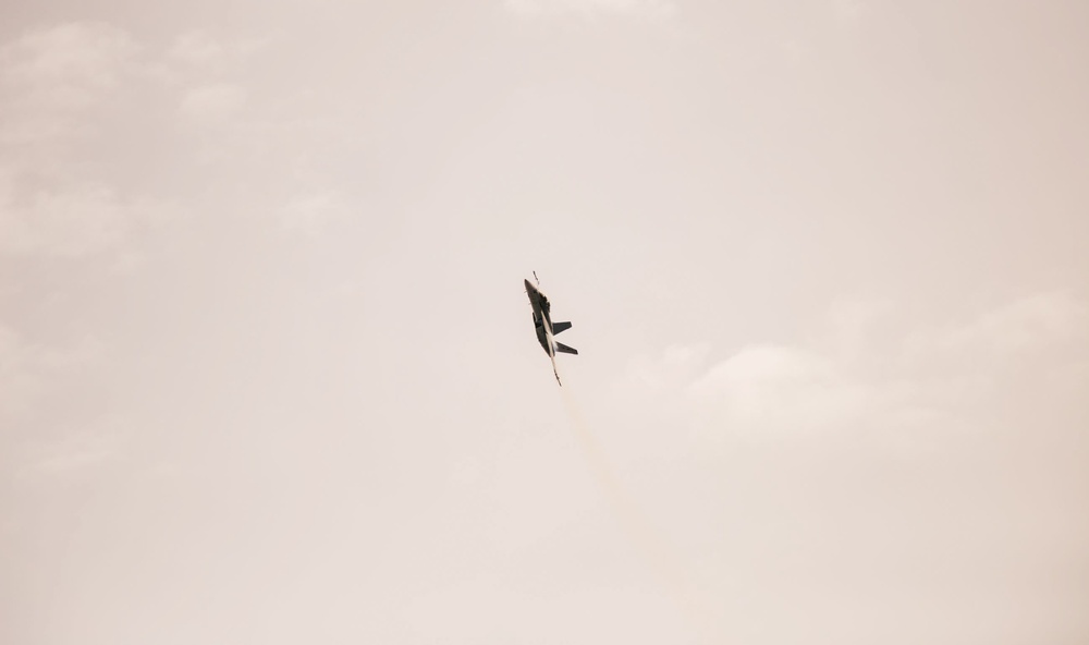 Captain Michael &quot;Snap&quot; Langbehn, the Deputy Commander of the Naval Aviation Warfighting Development Center, conducts his final flight.