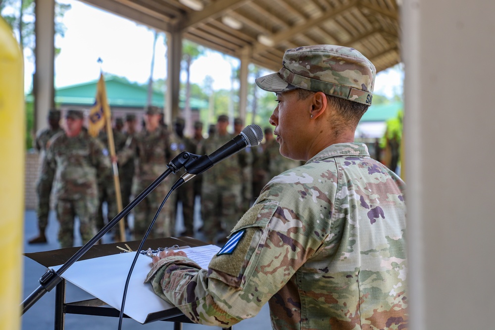 Commanders Pass Company Guidon in Change of Command