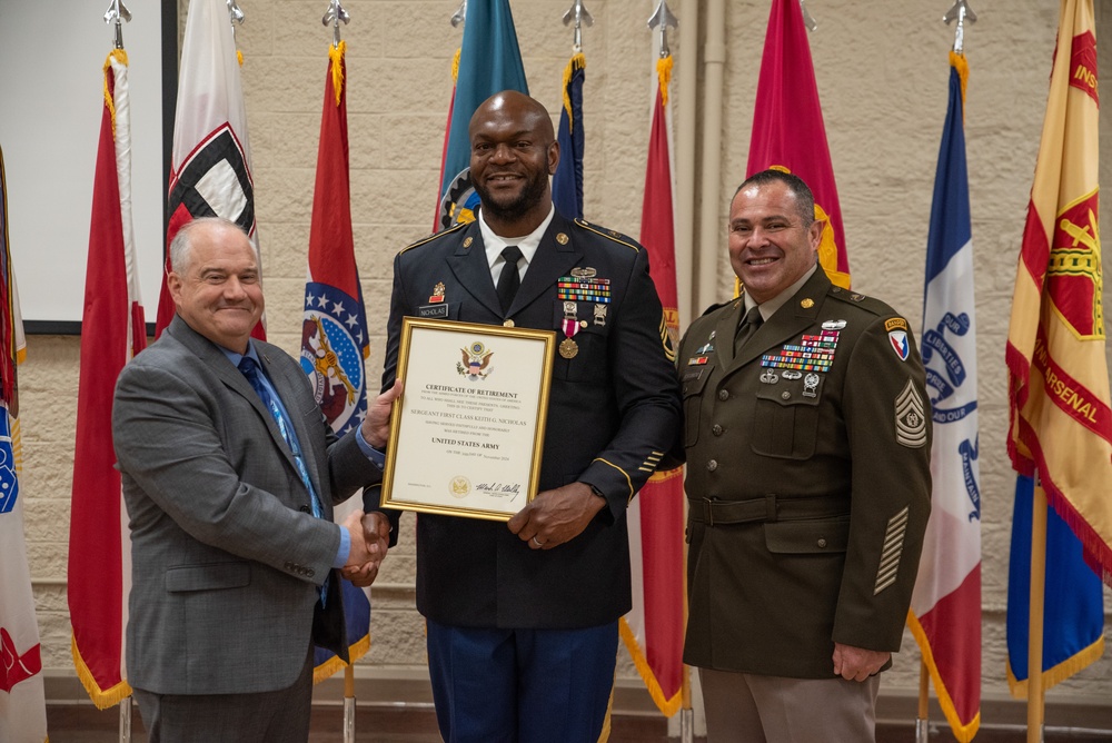 Rock Island Arsenal bids farewell to 1 Soldier and 1 Civilian at retirement ceremony