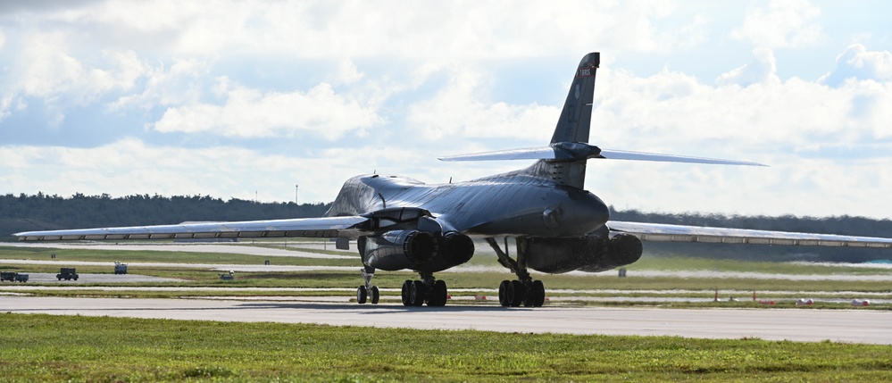 37th Expeditionary Bomb Squadron B-1B Lancer arrives at Andersen Air Force Base during BTF 24-6