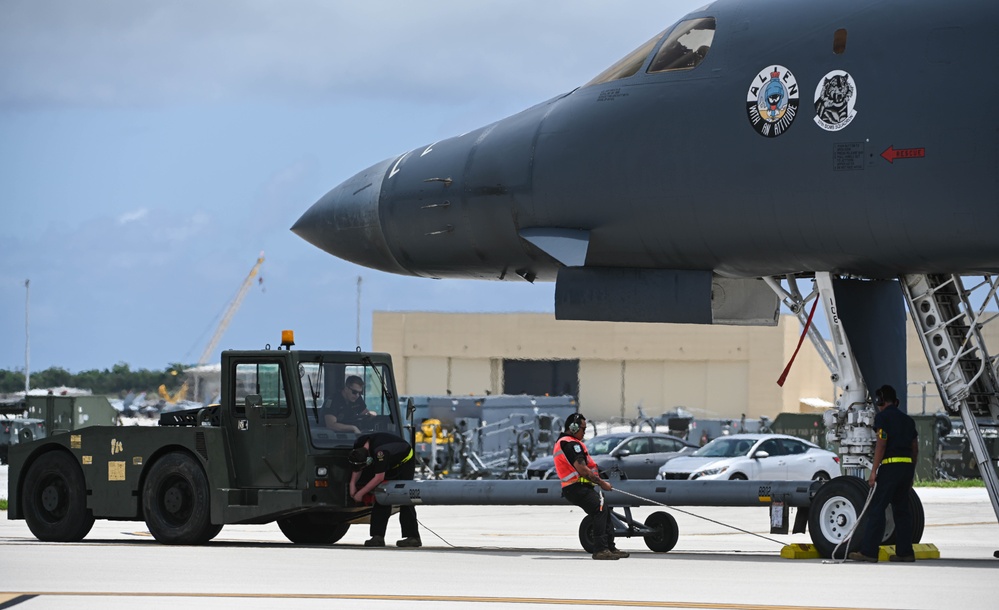 37th Expeditionary Bomb Squadron B-1B Lancer take off at Andersen Air Force Base during BTF 24-6