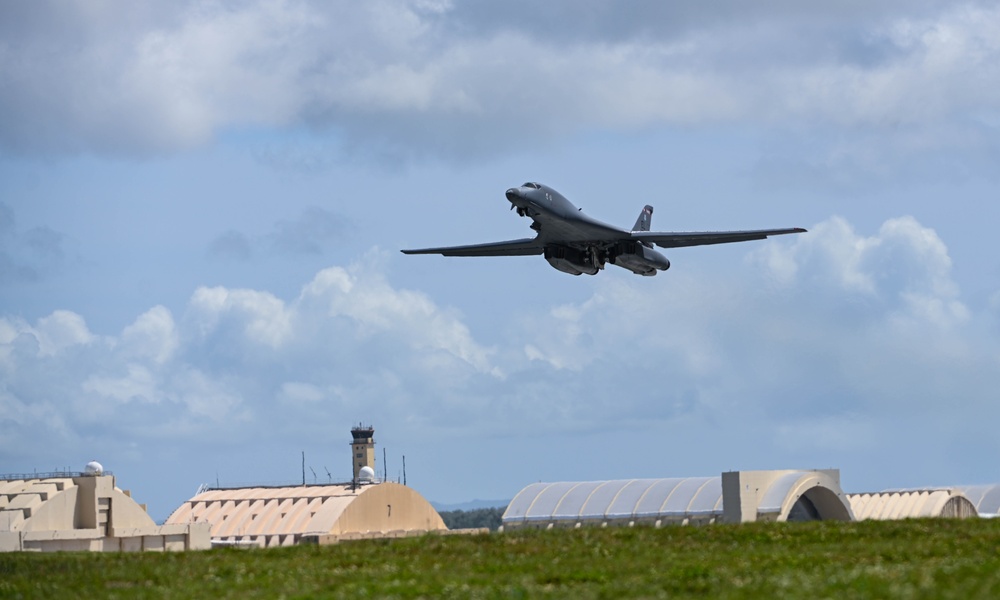 37th Expeditionary Bomb Squadron B-1B Lancer take off at Andersen Air Force Base during BTF 24-6