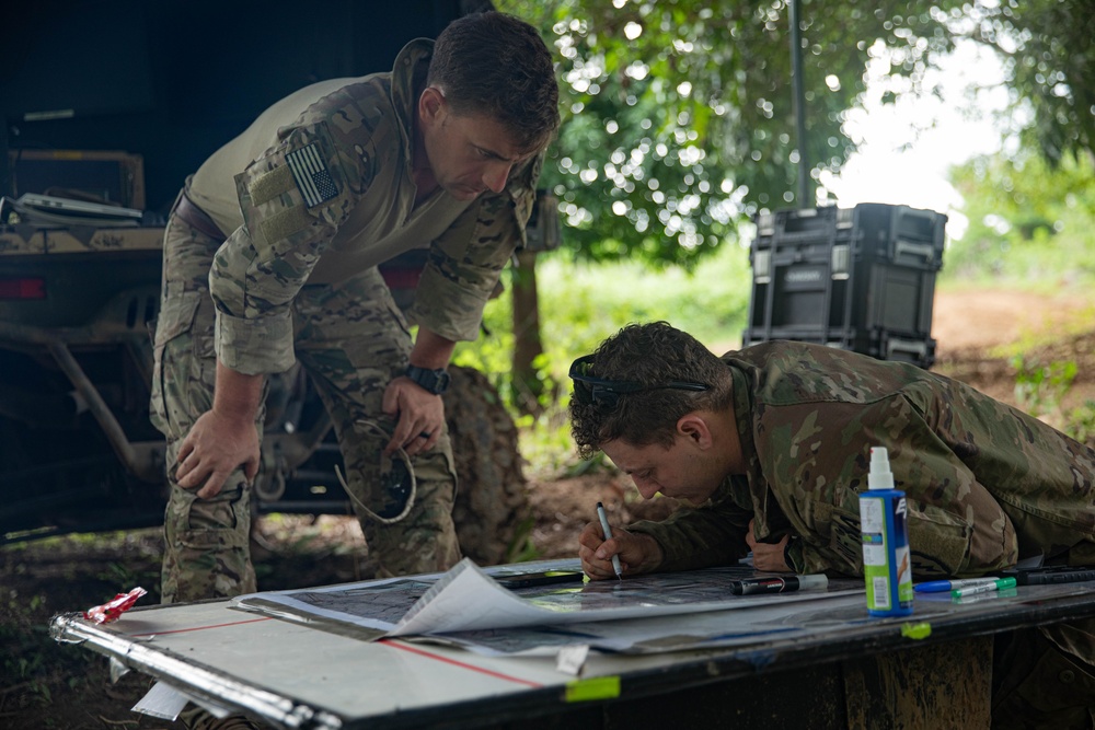 JPMRC-X | 2-27 Infantry Regiment Soldiers plan defensive positions in Tactical Action Center