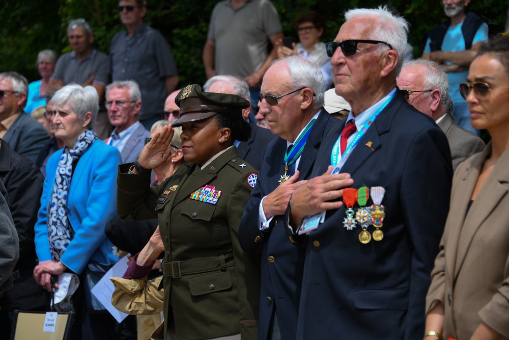 Brig. Gen. Tomika Seaberry delivers speech during DDay 80