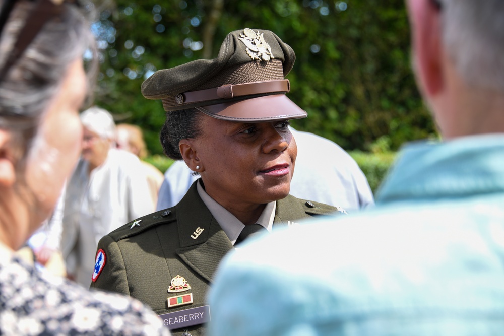 Brig. Gen. Tomika Seaberry after delivering speech at Magneville, France during the Commemoration of DDay 80