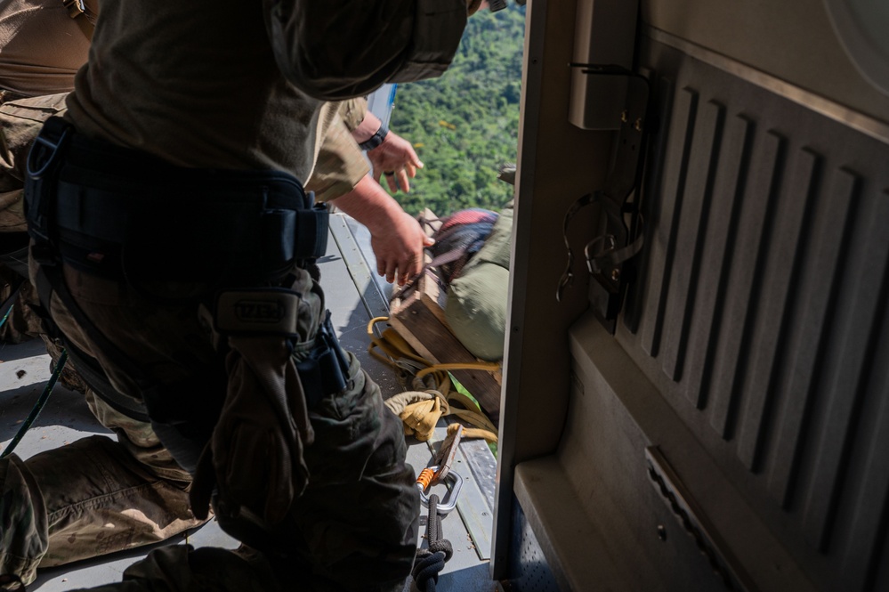 Peruvian Air Force, SERE Specialists conduct pallet drop during RS24